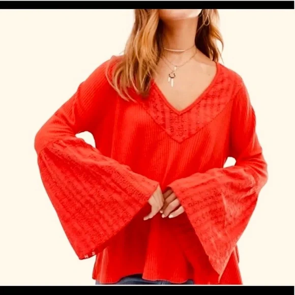 *SOLD* Like New Free People V-Neck Blouse - Picture 1 of 6